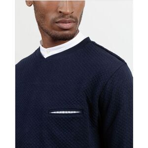 Mens L'estrange London Sweater Sweatshirt Pullover Navy Knit 100% Cotton Size M